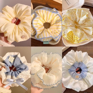 大肠发圈头绳奶油超大法式气质云朵高级丸子头饰复古发绳发饰双层