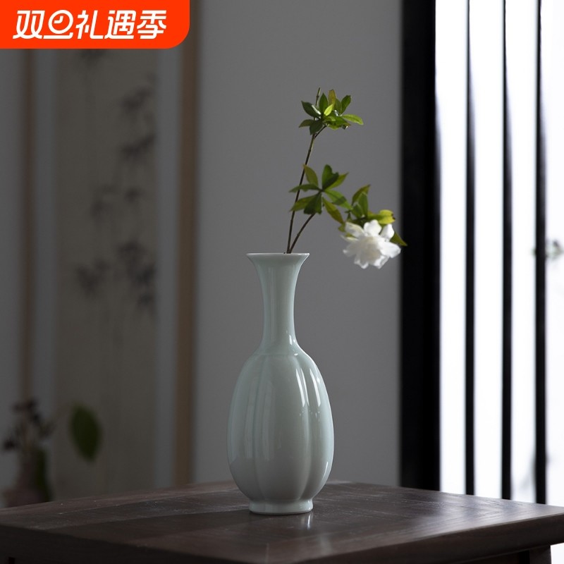 景德镇文艺创意影青复古禅意摆件清新雅致陶瓷迷你花瓶插花器