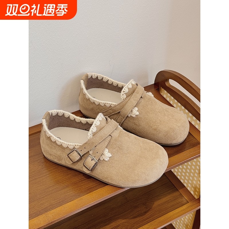 复古勃肯鞋女一脚蹬全包单鞋秋冬配裙子鞋子ins潮休闲板鞋女平底