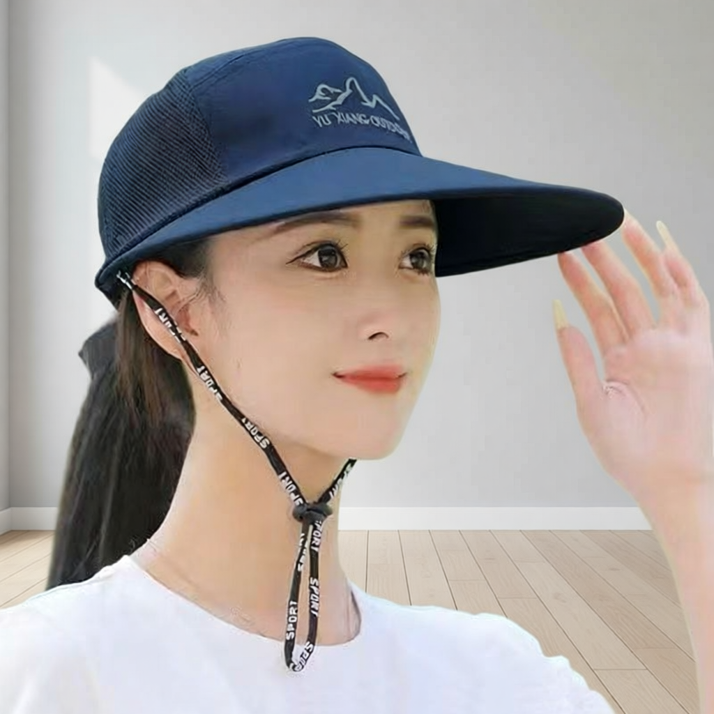 防晒透气遮阳太阳帽女防紫外线时尚防风绳帽潮子帽子秋季大帽檐