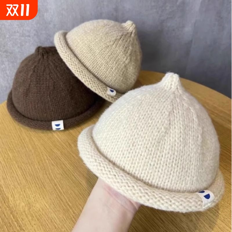 宝宝帽子森系儿童帽子秋冬款宝宝帽童洋气套头毛线帽潮针织瓜皮帽