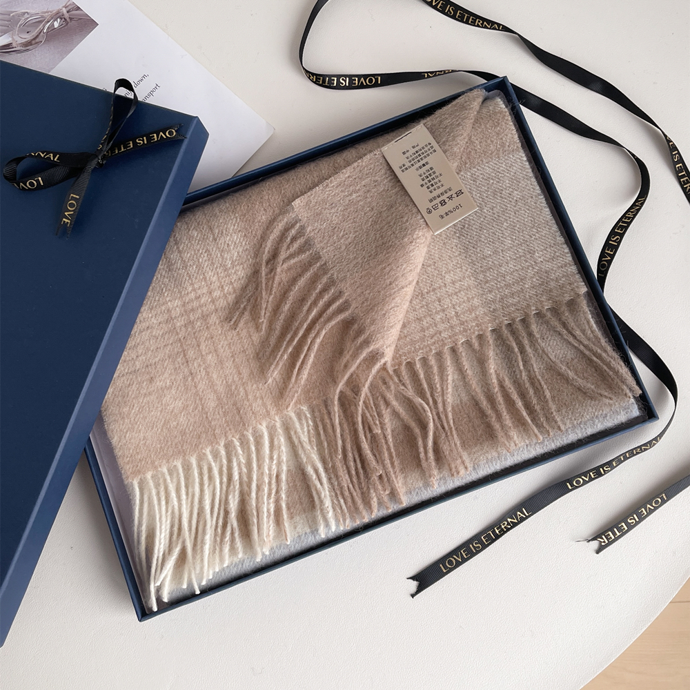 礼盒装100%澳洲羊毛围巾女冬季高级感2024新款英伦风围脖生日礼物