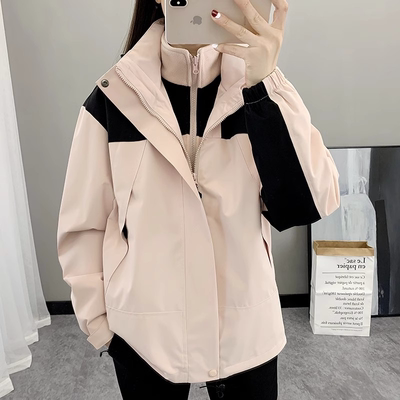 冲锋衣外套女户外2025新款防风防水三合一可拆卸登山内胆背面科技