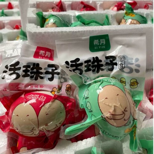 正宗粉壳13天新鲜活珠子真空高温杀菌开袋即食香辣五香原味辣味