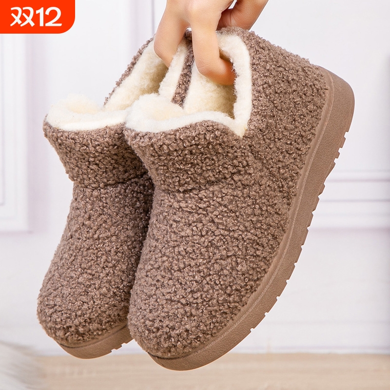 2025冬季新款老北京棉鞋女居家保暖防滑棉拖鞋加绒加厚妈妈雪地靴