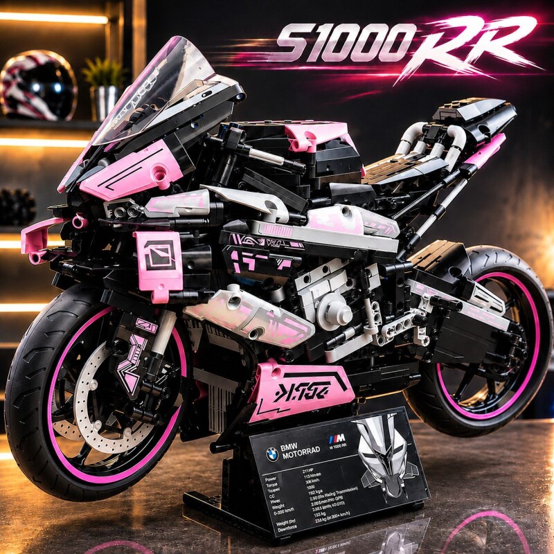 宝马摩托车积木M1000RR大型机械组成年难度益智拼装模型玩具男孩