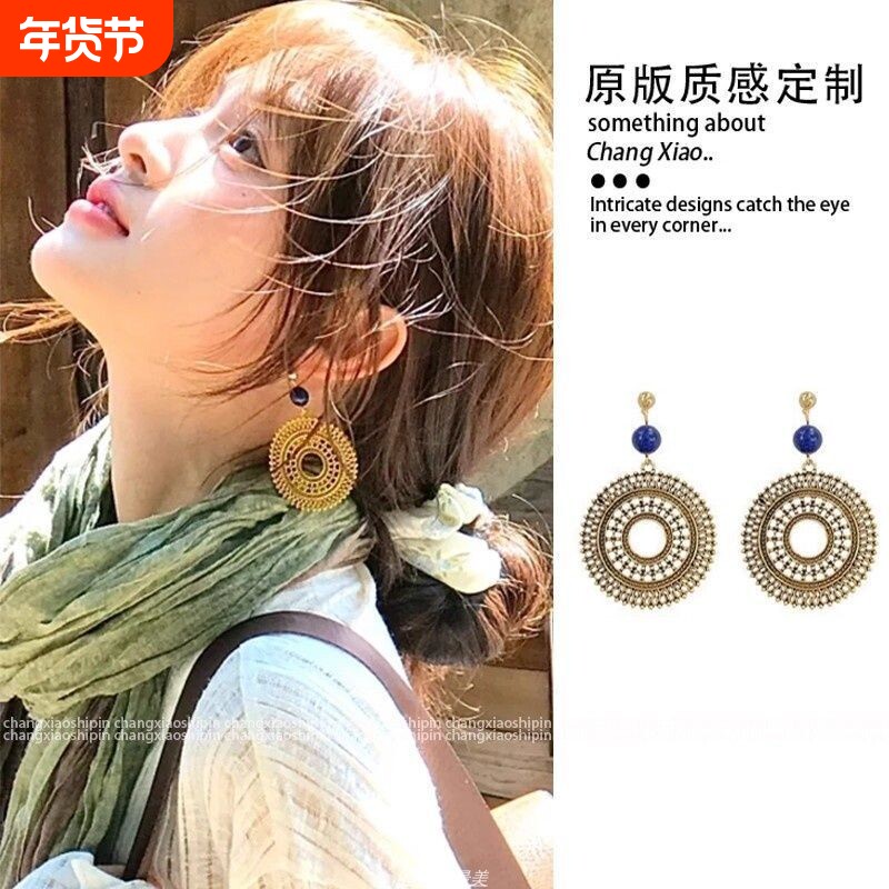 新款复古民族风耳环个性时尚气质耳钉高级感海边度假耳钩耳钉耳饰