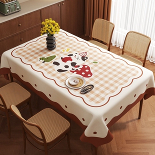 桌布防水防油免洗防烫PVC餐桌长方形ins风台布茶几耐高温防滑露营