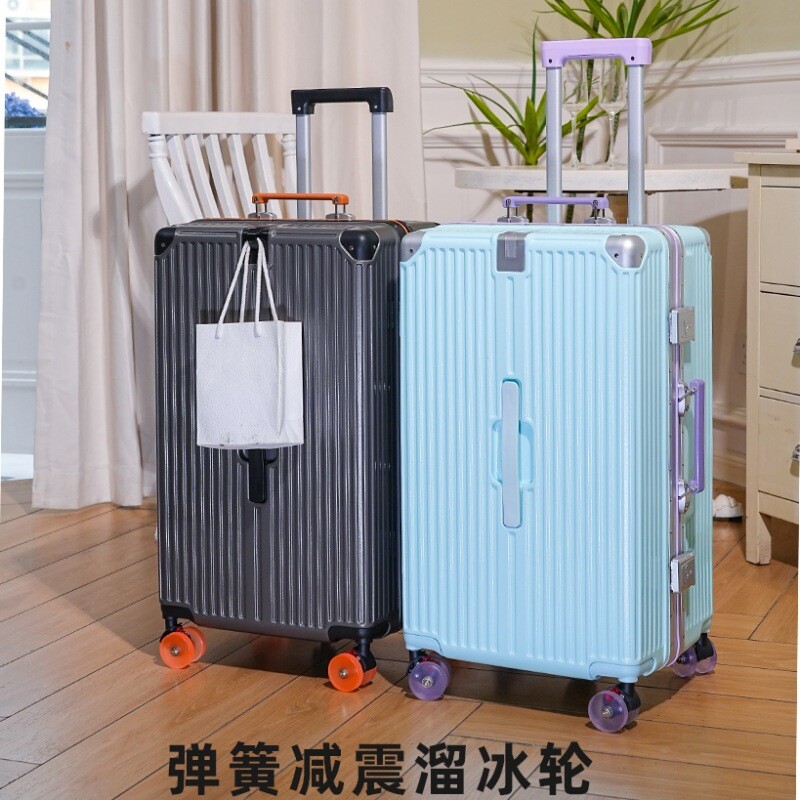 新款加厚大容量行李箱男女旅行箱学生溜冰轮拉杆密码箱子结实紫色