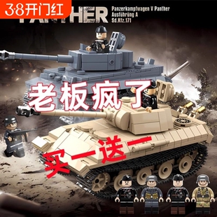 2025一战二战德国豹式坦克虎式KV2男玩具积木T34重型三号全内构