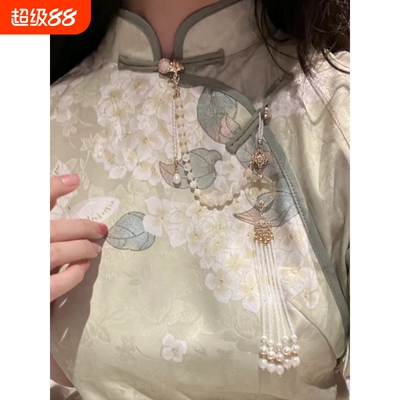 古风旗袍压襟吊珍珠流苏挂件胸针