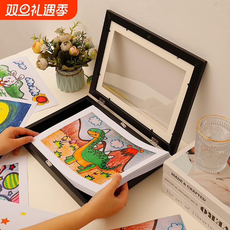 木质简约风大量画纸收纳相框