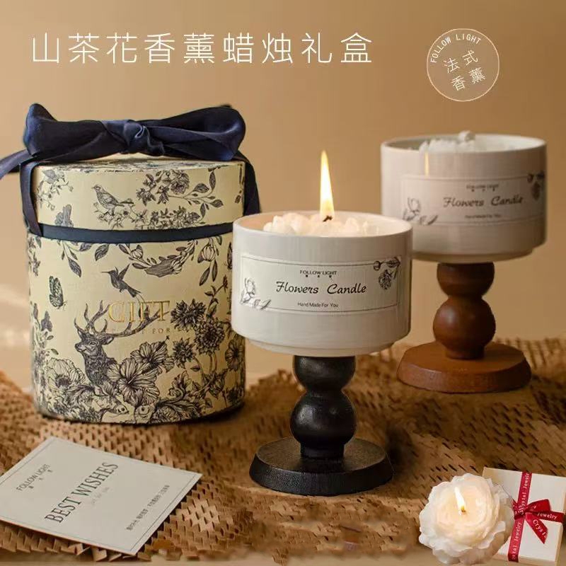 玉茗】山茶花香薰蜡烛礼盒圣诞节生日新婚伴手礼物送女生朋友家用