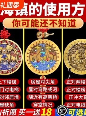 山海镇挂件纯黄铜立体彩绘八卦镜室外家居凸镜门口入户门对门摆件