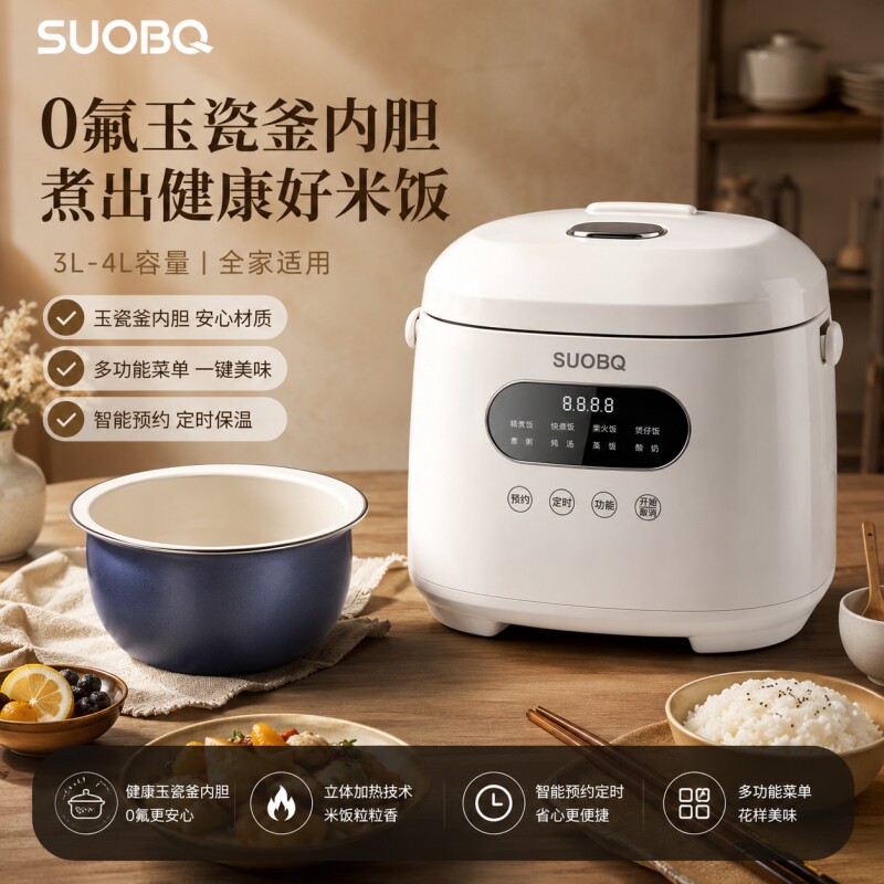 苏泊电饭煲2026新款智能预约1到6人家用多功能3升大容量4升电饭锅