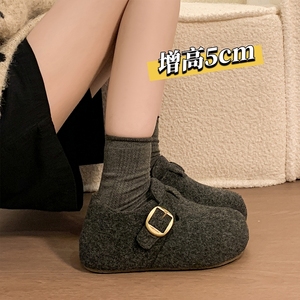 全包厚底勃肯鞋女加绒豆豆鞋2025新款冬季女鞋子爆款博肯棉鞋灰色