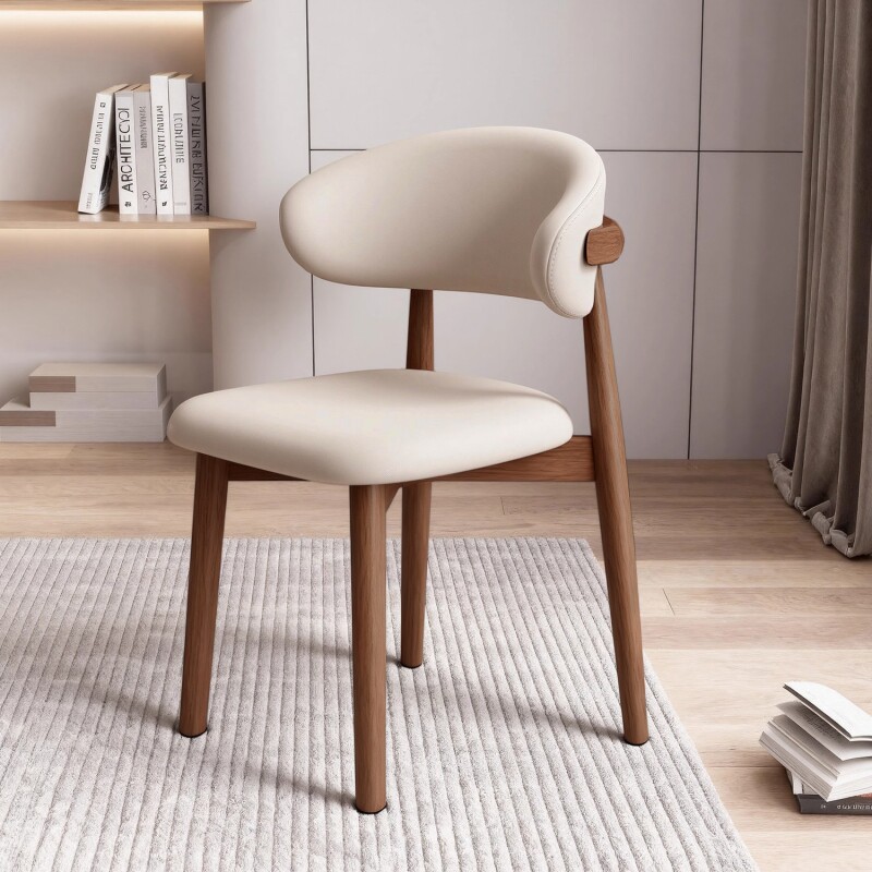 实木餐椅椅子家用餐厅轻奢高级感靠背餐桌羊角久坐软包客厅家居