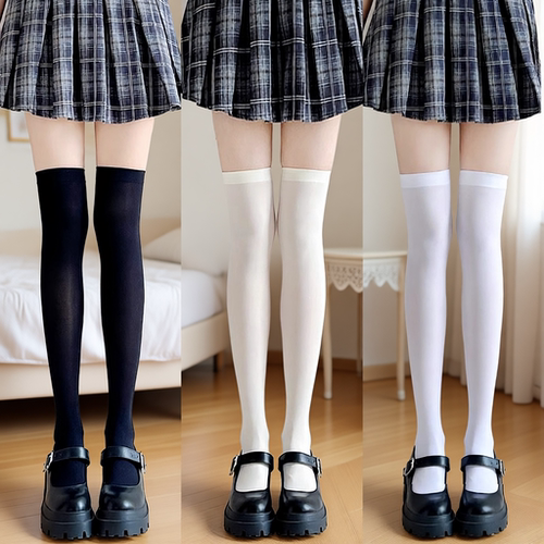 过膝白丝长筒袜|超5000次加购