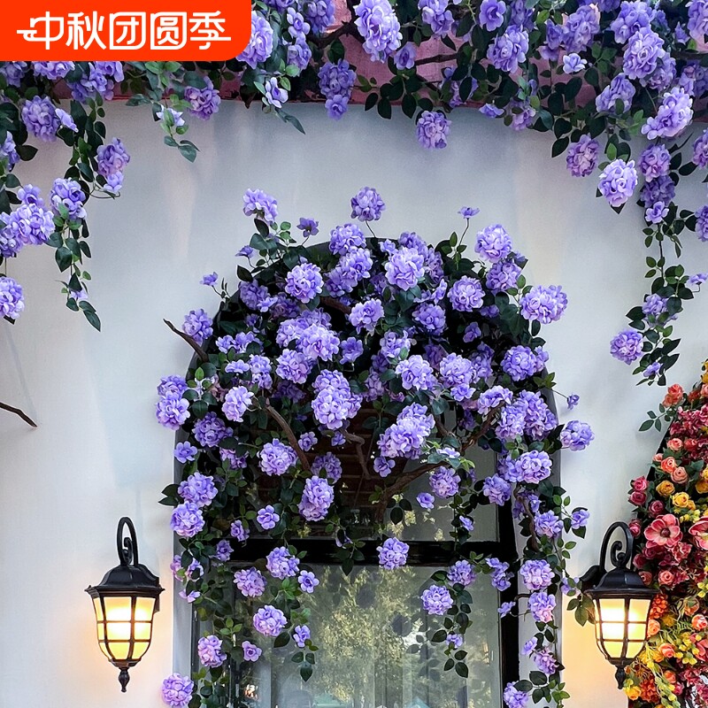 仿真玫瑰绣球花藤壁挂藤蔓装饰花墙美化遮挡假绿植装饰假花藤客厅图片