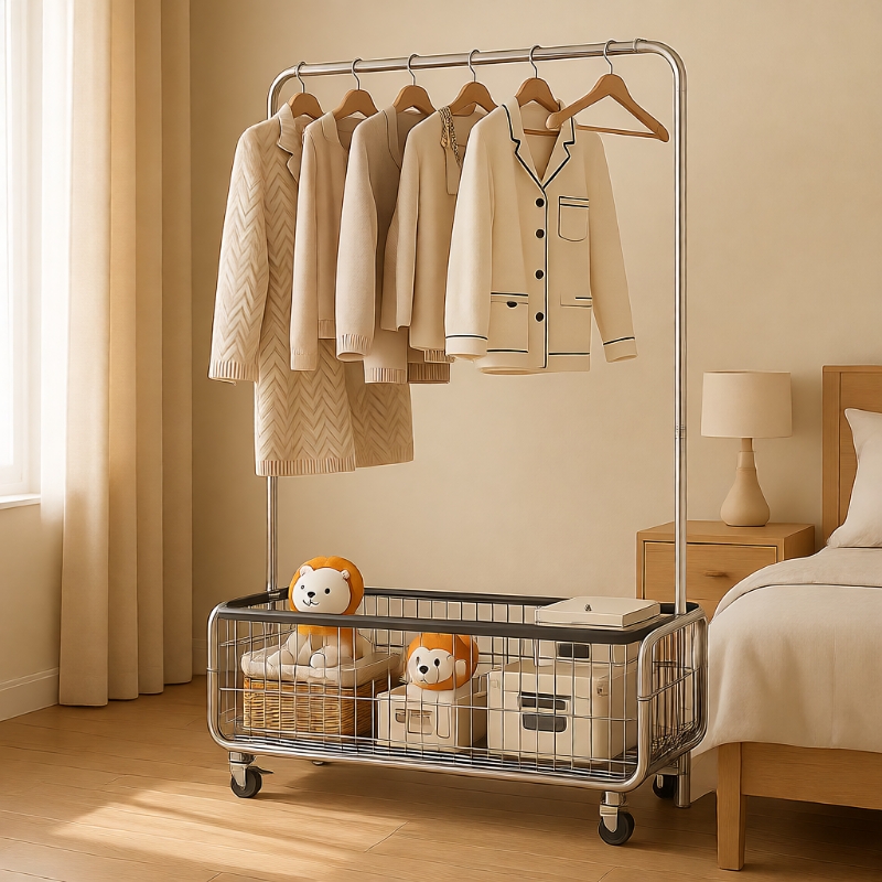衣架落地卧室挂衣架移动轻奢晾衣架家用衣帽架隔夜收纳衣服置物架