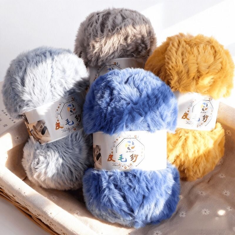 皮草线皮毛纱线仿水貂绒粗毛线团手工diy编织帽子围巾勾拖鞋