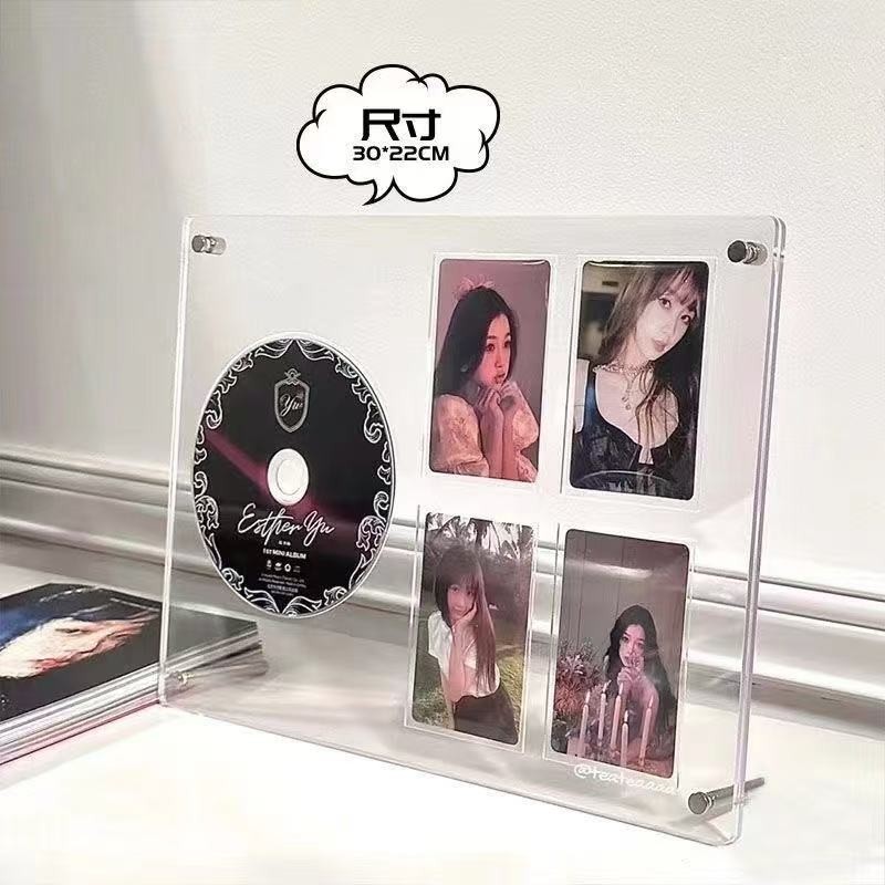 新款CD小卡唱片照片相框专辑亚克力立牌透明桌面摆台爱豆展示架