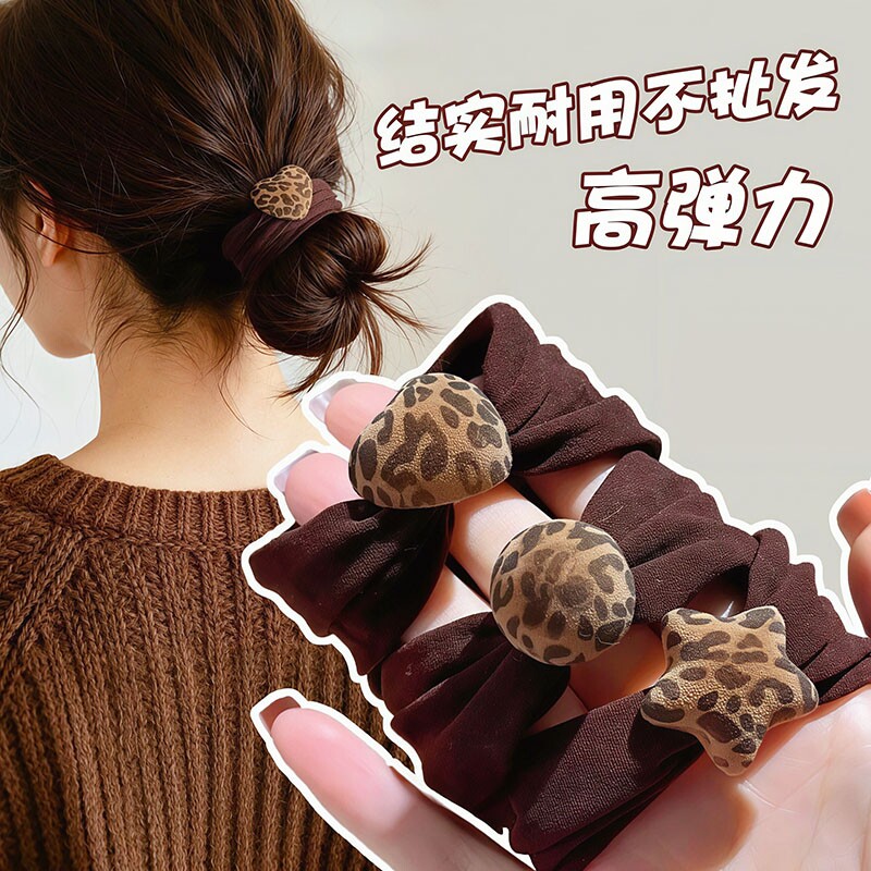秋冬植绒豹纹面膜发圈女高级感2026新款扎头发丸子头马尾头绳皮筋