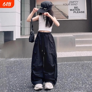 女童工装裤夏装2026新款儿童夏季阔腿裤女孩大童潮酷炸街街舞裤子