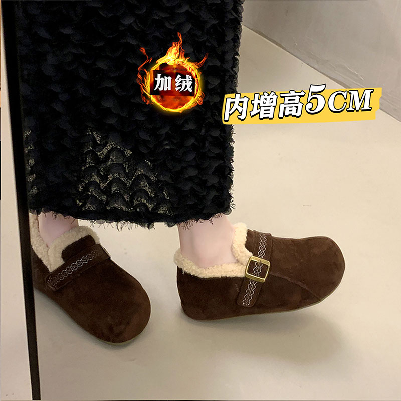 厚底全包勃肯鞋女2025新款加绒毛毛女鞋保暖雪地靴棉鞋博肯豆豆鞋