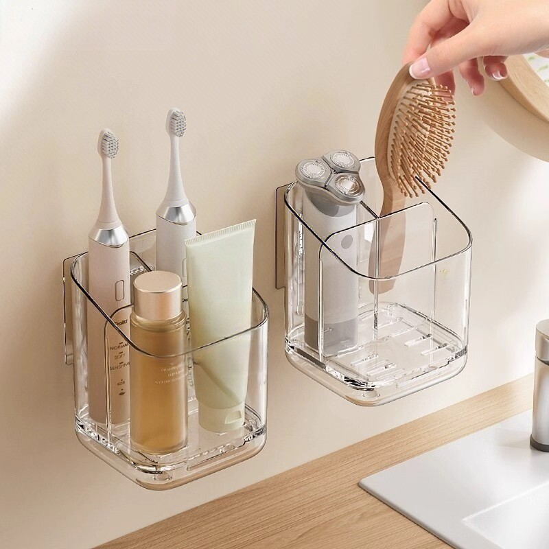 电动牙刷收纳架免打孔壁挂卫生间收纳神器放牙膏牙刷置物架台面
