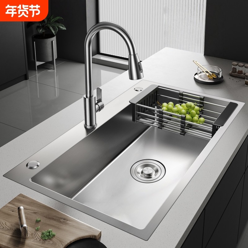 加厚304不锈钢水槽洗菜盆大单槽家用厨房余姚台下盆手工池台面,家装主材,水槽套餐,淘宝优惠券,粉丝福利购,淘宝优惠卷