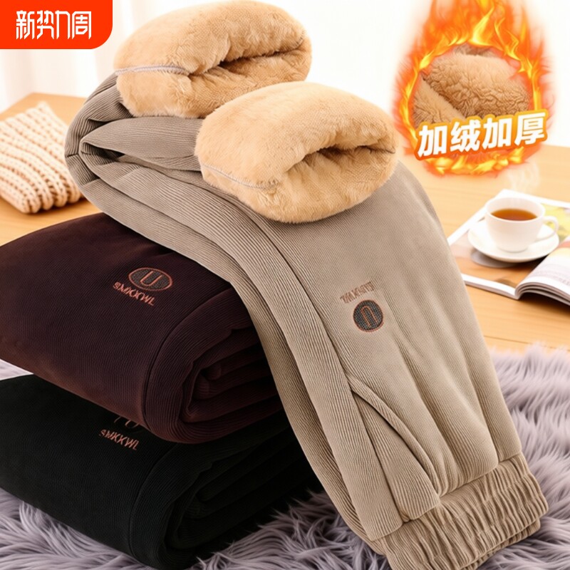 中老年人女冬季羊羔绒裤子加绒加厚奶奶棉裤老人妈妈大码宽松保暖