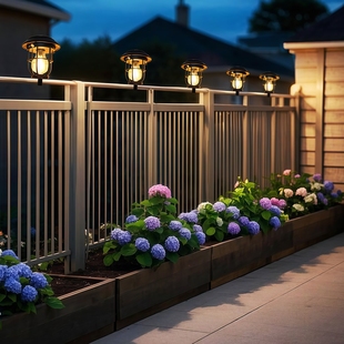 栏杆太阳能照明灯户外庭院人体感应免打孔院子阳台超亮复古围栏灯