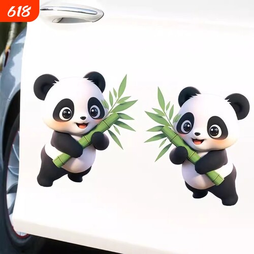 可爱竹子熊猫车贴卡通贴画汽车贴纸装饰个性划痕遮挡贴电动车摩托