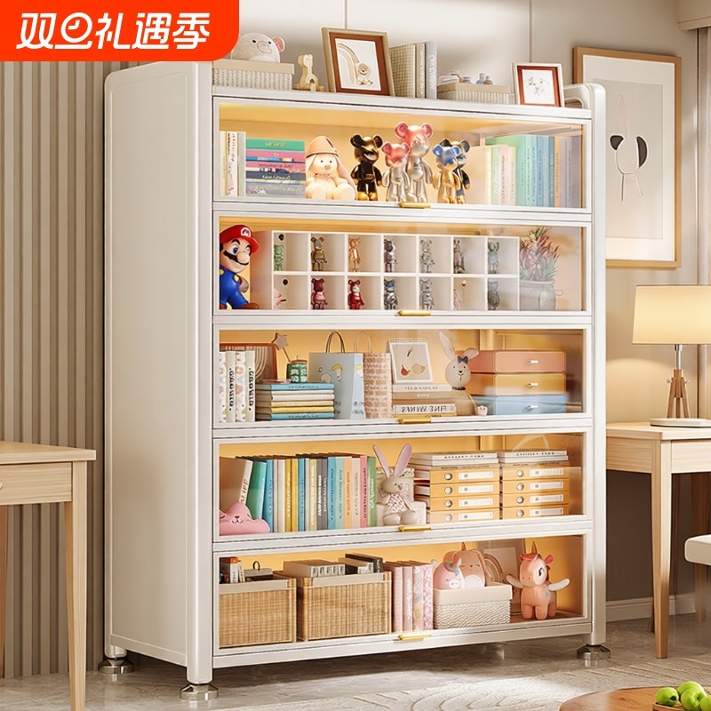 书架落地置物架一体靠墙客厅多层储物柜收纳展示柜防尘书柜子玩偶