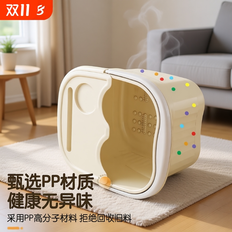 泡脚桶秋冬高深宿舍按摩桶洗脚盆儿童过小腿足浴盆洗脚桶带盖加高