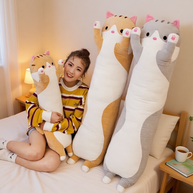 猫咪玩偶抱枕女生睡觉夹腿毛绒玩具公仔柔软长条毛绒治愈动物