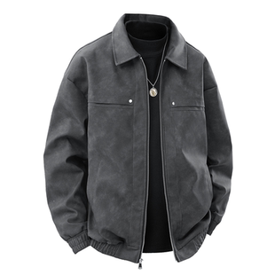 情侣户外潮流登山运动潮流 宽松翻领男女同款 百搭皮衣时尚 2025新款