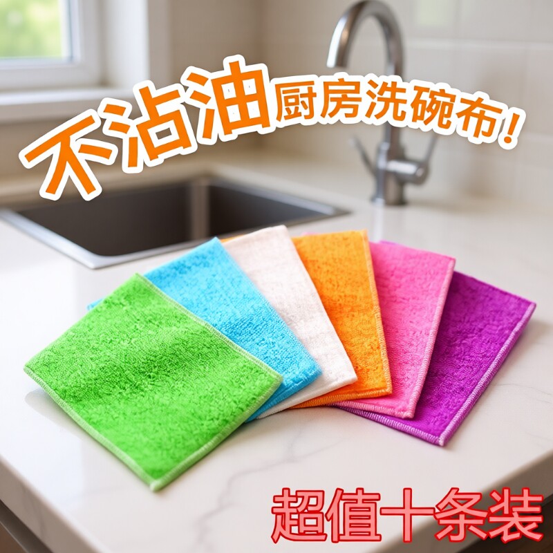 加厚竹纤维吸水不掉毛不沾油洗碗巾厨房抹布清洁巾百洁布碗布去油