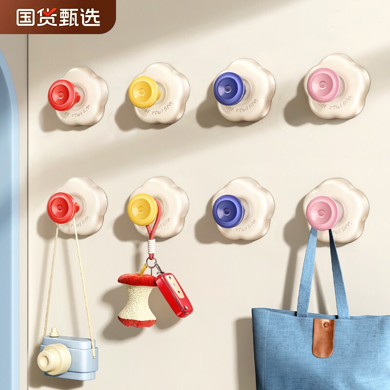 吸盘玄关挂钩强力承重粘胶免打孔入户门口放钥匙神器帽子置物粘贴