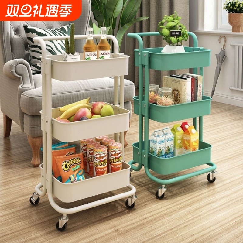 小推车置物架落地厨房卧室多层美容院可移动零食架婴儿用品收纳架