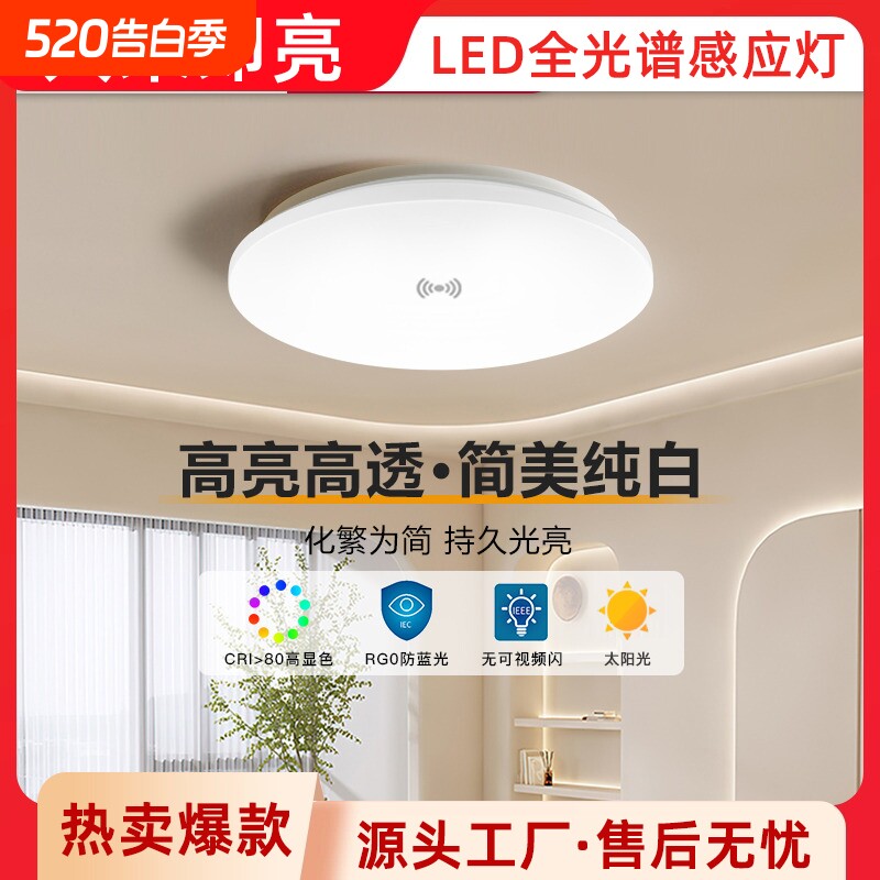 三防感应吸顶灯人体雷达感应灯楼梯入户走廊过道灯声控入户灯阳台