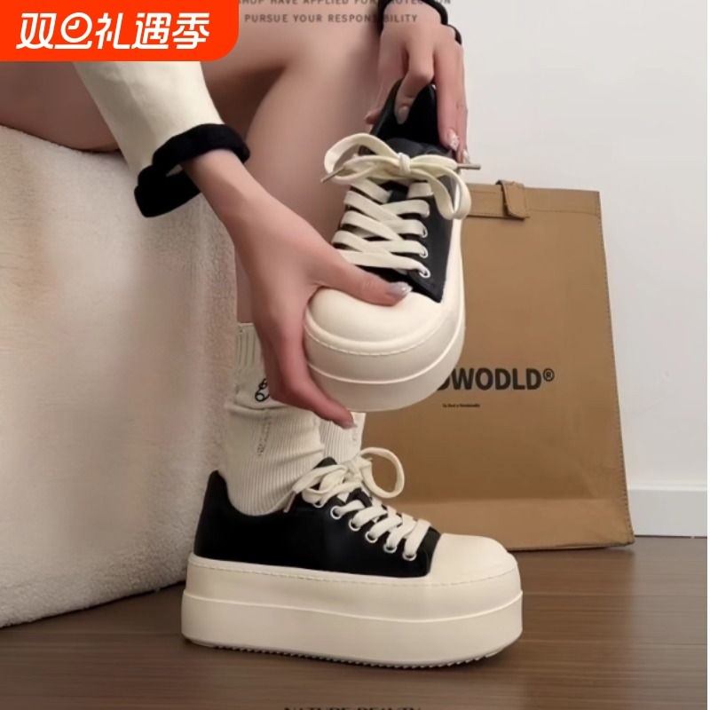 丑萌大头面包鞋女小个子厚底增高百搭休闲运动鞋韩系松糕小白鞋女