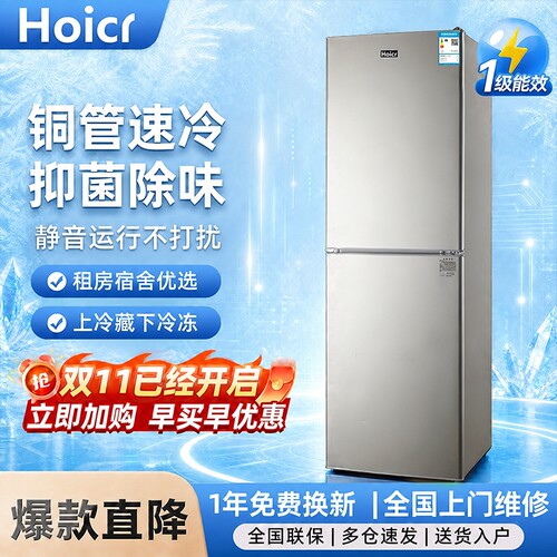 Hoicr海冰箱家用小型两门大容量风冷无霜一级能效冷冻冷藏租房