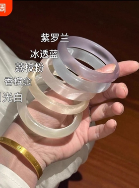 礼盒装高级中式美人镯白月光镯子冰蓝手镯新款