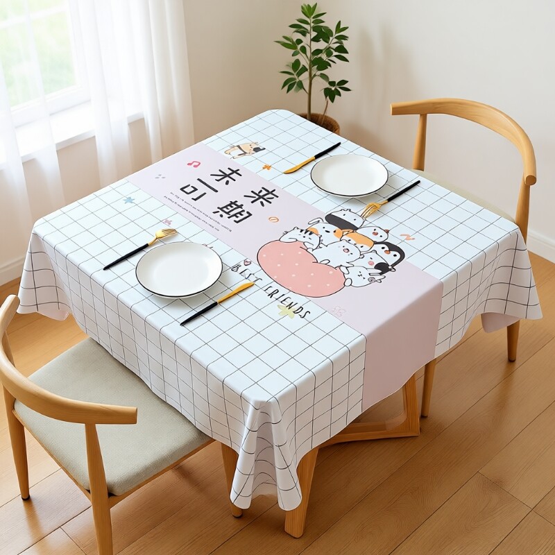 正方形防水防油免洗防烫2024新款餐桌垫茶几台布PVC轻奢桌布桌