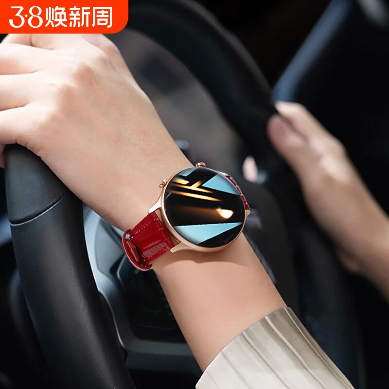 智能手表女多功能蓝牙通话运动支付防水电子表音乐腕表红色检测血氧追踪血压新款监测心率健康时尚睡眠黑色