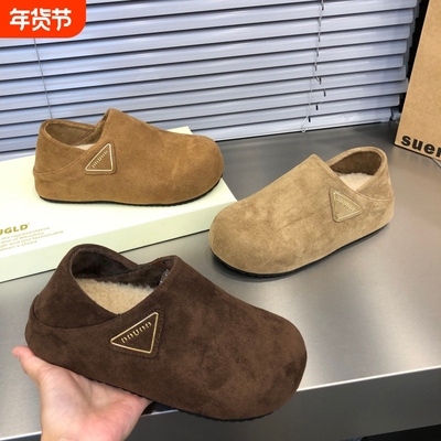 厚底勃肯鞋女2025新款秋冬季爆款加绒加厚保暖鞋子女鞋毛绒平底