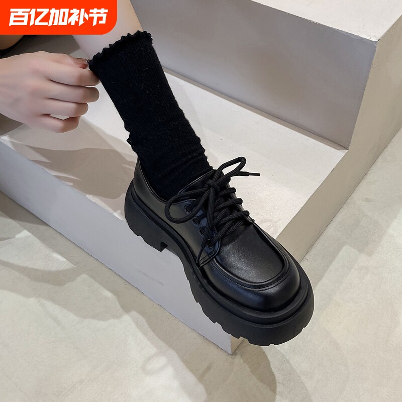 英伦风厚底小皮鞋女2025新款秋夏玛丽珍百搭爆款乐福鞋黑色jk单