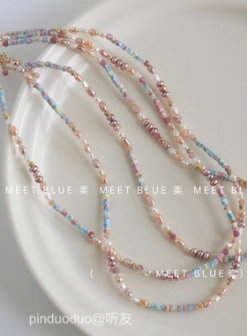 梦幻粉紫色天然巴洛克珍珠项链女不规则小众百搭设计2025年新款